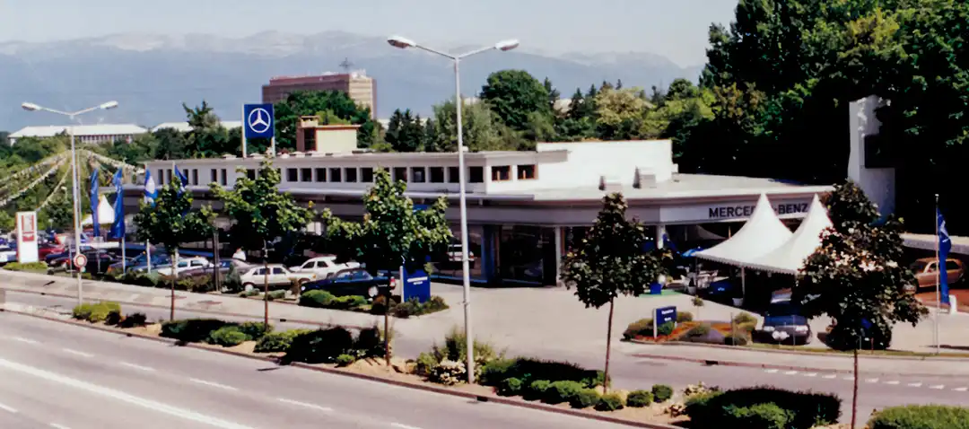 Garage Mercedes-Benz de l'Athénée à Meyrin en 1988 Groupe Chevalley